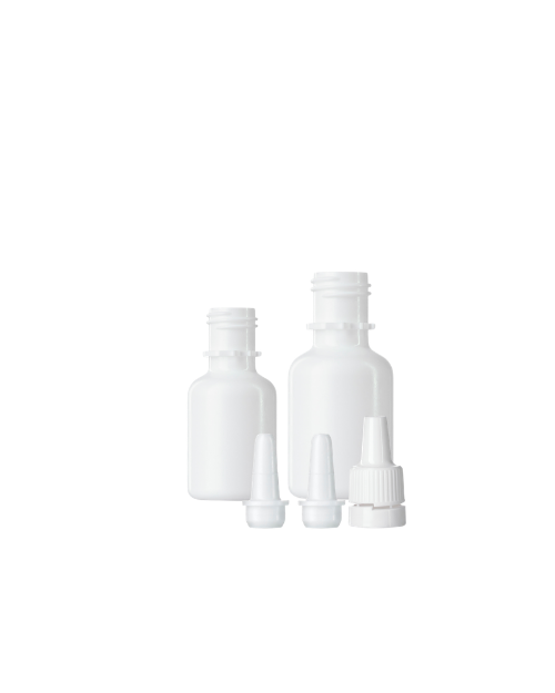 Epsilon 1.4 ophthalmic eye drop bottle family in different sizes with nozzle and suitable cap