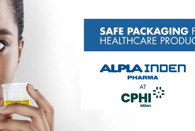 Exhibition banner of CPHI in Milan where we participate as ALPLA