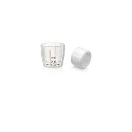 Pharmaceutical measuring cup and plastic closure produced using injection molding technology